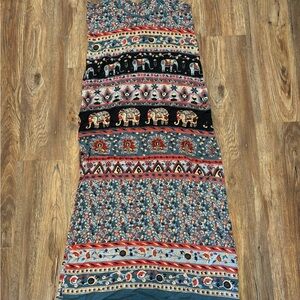 Wet Seal Multi-Color Elephant Print Maxi Dress